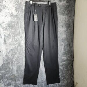 Men's Lorenzo Grimaldi Virgin Wool Black Italian Dress Pants Pleated 36R NEW